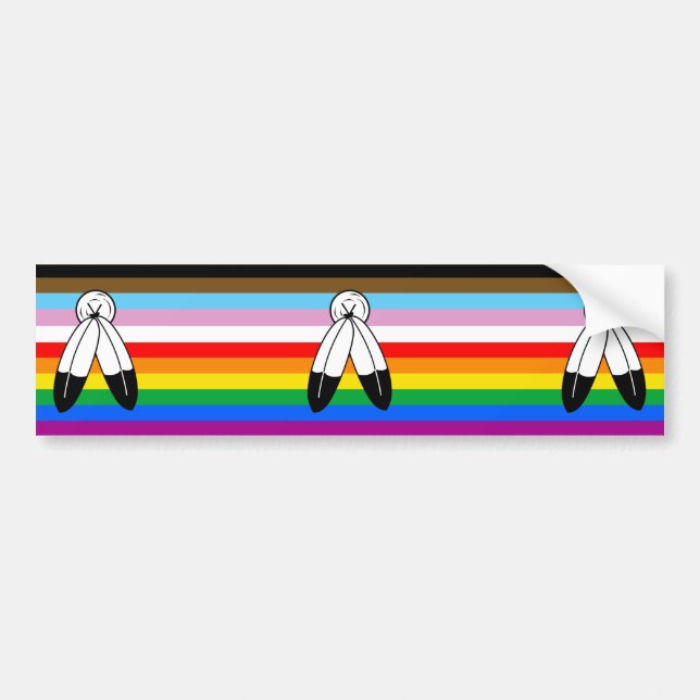 Two-Spirit LGBTQ+ Progress Pride Flag Bumper Sticker (Front)
