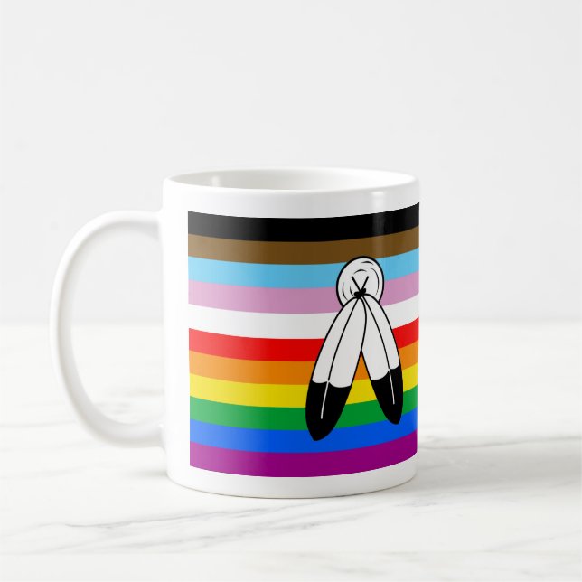 Two-Spirit LGBTQ+ Progress Pride Flag Coffee Mug (Left)