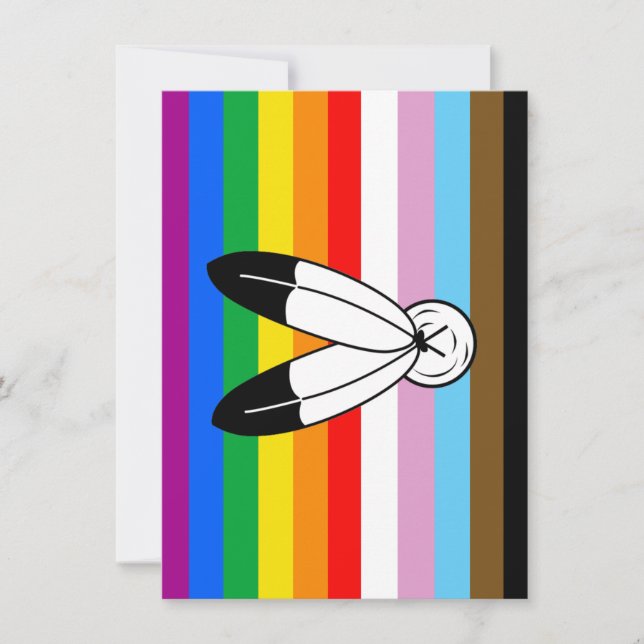Two-Spirit LGBTQ+ Progress Pride Flag Holiday Card (Front)