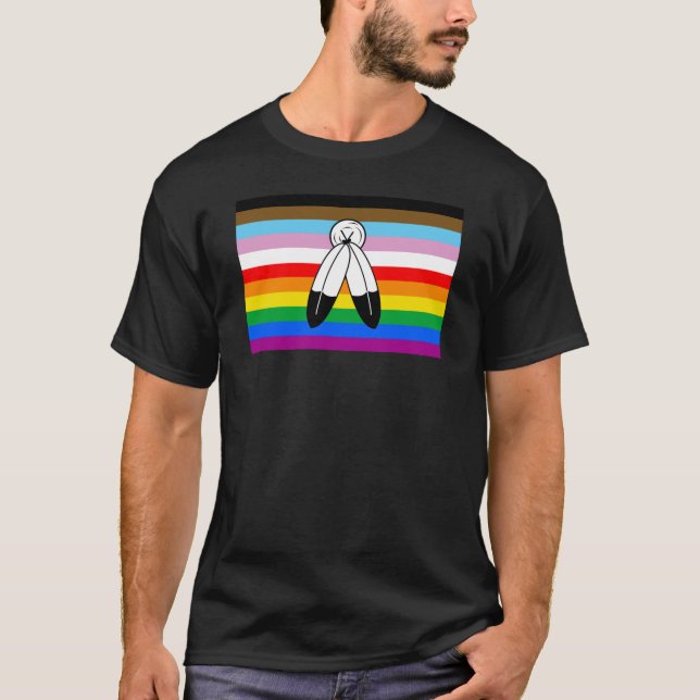 Two-Spirit LGBTQ+ Progress Pride Flag T-Shirt (Front)