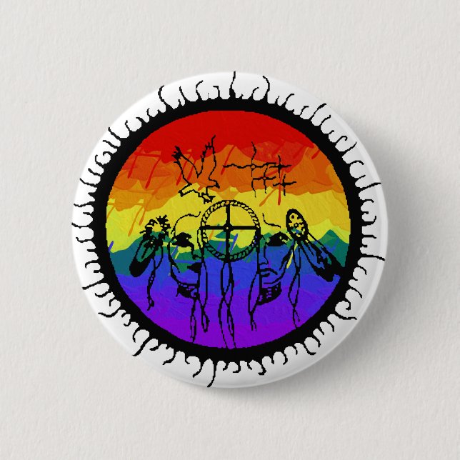 Two-Spirit Mountain Scape 2 Inch Round Button (Front)