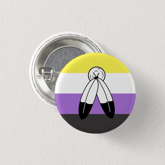 Two-Spirit Nonbinary Pride Flag 1 Inch Round Button (Front & Back)