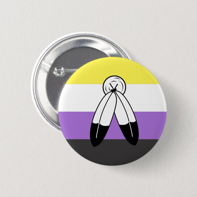 Two-Spirit Nonbinary Pride Flag 2 Inch Round Button (Front & Back)
