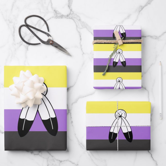 Two-Spirit Nonbinary Pride Flag Wrapping Paper Sheet (Front)
