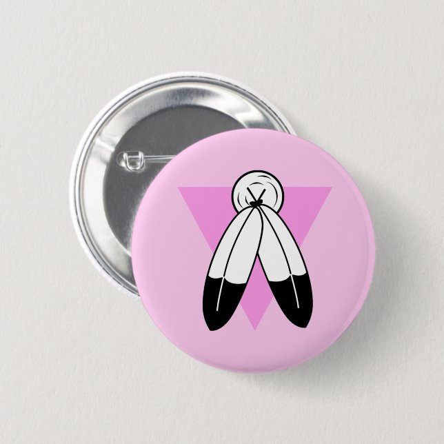 Two-Spirit Pink Triangle Flag 2 Inch Round Button (Front & Back)