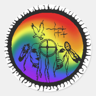 Two-Spirit Rainbow Swirl Design Classic Round Sticker