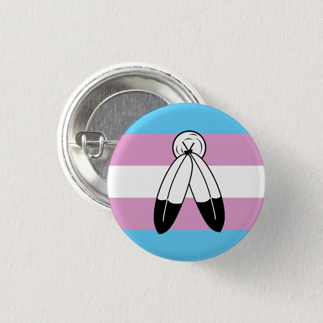 Two-Spirit Trans Pride Flag 1 Inch Round Button (Front & Back)