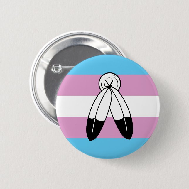 Two-Spirit Trans Pride Flag 2 Inch Round Button (Front & Back)