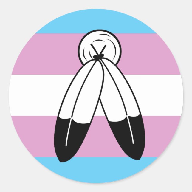 Two-Spirit Trans Pride Flag Classic Round Sticker (Front)