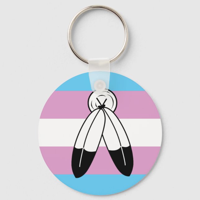 Two-Spirit Trans Pride Flag Keychain (Front)