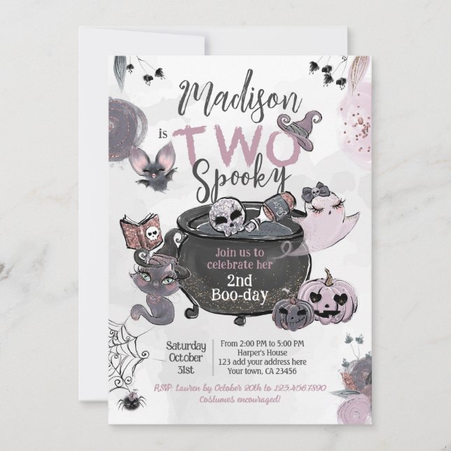 TWO Spooky 2nd Birthday Halloween Invitation (Front)