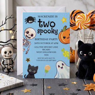 Two Spooky 2nd Birthday Halloween Party Invitation