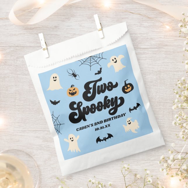 Two Spooky Blue Halloween 2nd Birthday Party Favour Bag (Clipped)
