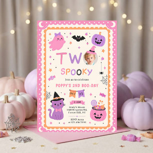 Two Spooky Cute Halloween Ghost 2nd Birthday Invitation