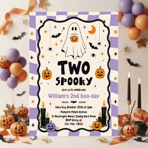Two Spooky Cute Halloween Ghost 2nd Birthday Invitation
