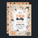 Two Spooky | Cute Halloween Ghost 2nd Birthday Invitation<br><div class="desc">Two Spooky! Cute ghost theme Halloween 2nd birthday invitation. Personalize this spooktacular invite with your details and if you want to further re-arrange the style and placement of the text,  please press the "Click to customize further" button.</div>