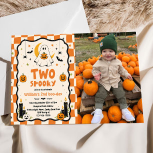 Two Spooky Cute Halloween Ghost 2nd Birthday Photo Invitation