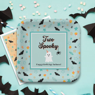 Two Spooky Gender Neutral Halloween 2nd Birthday Paper Plate