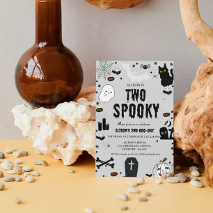 Two Spooky Ghost Halloween 2nd Birthday party Invitation