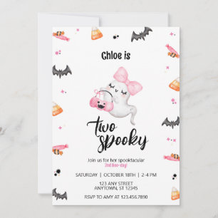 Two Spooky Girl 2nd Boo-Day Halloween Birthday Invitation