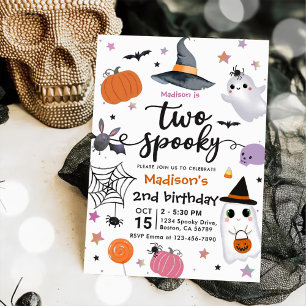Two Spooky Halloween 2nd Birthday  Invitation