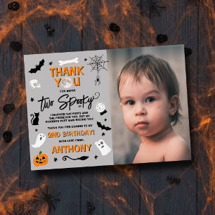 Two Spooky! Halloween 2nd Birthday Photo Thank You Card