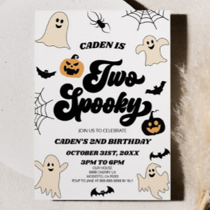 Two Spooky Halloween 2nd Second Birthday Party Invitation
