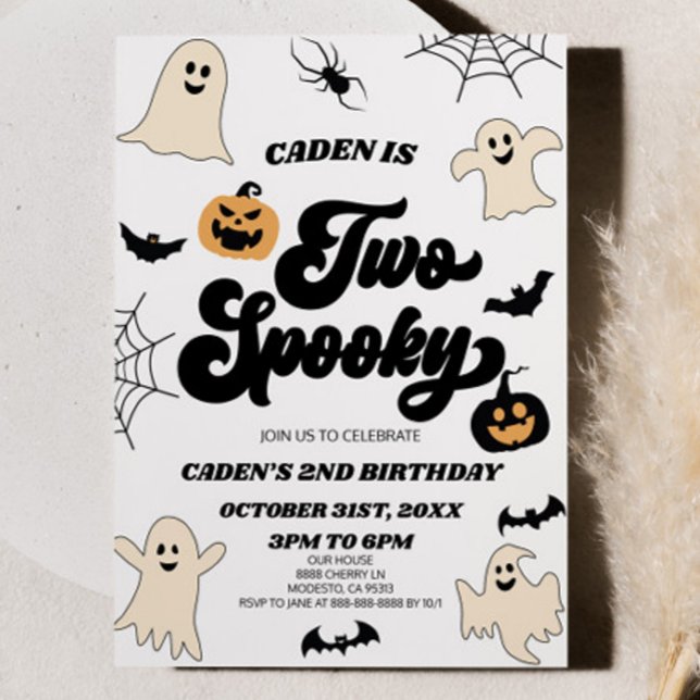 Two Spooky Halloween 2nd Second Birthday Party Invitation (Creator Uploaded)