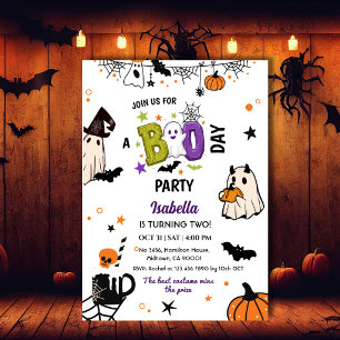 Two Spooky Halloween Birthday Ghost Whimsical  Invitation