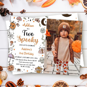 Two Spooky Halloween Birthday Party Photo Invitation