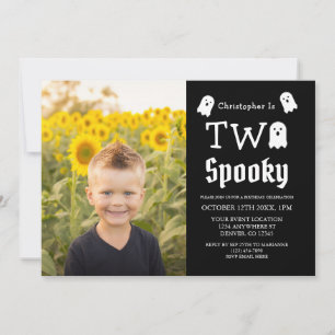 Two Spooky Halloween Ghost 2nd Birthday Invitation