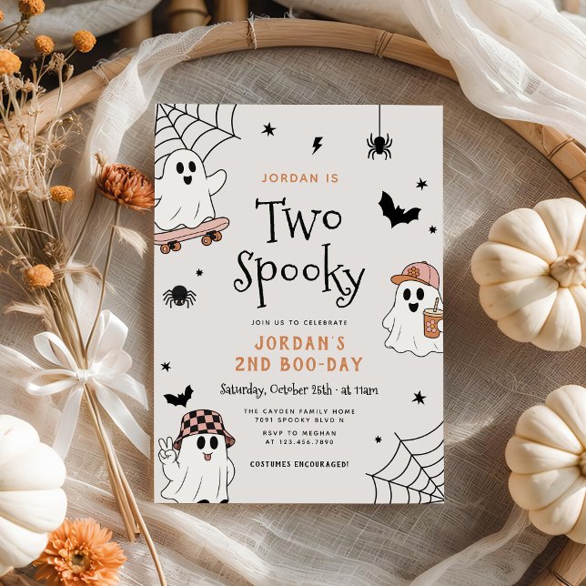 Two Spooky Halloween Ghost 2nd Birthday Invitation (Creator Uploaded)