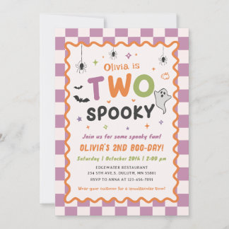 Two Spooky Halloween Ghost 2nd Birthday Invitation