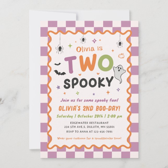 Two Spooky Halloween Ghost 2nd Birthday Invitation (Front)