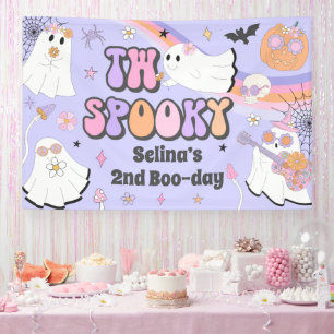 Two Spooky Halloween Groovy Ghost 2nd Birthday Banner
