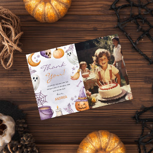 Two Spooky Little Boo Halloween 2nd Birthday Thank You Card