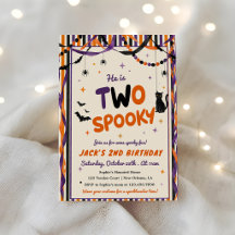 Two Spooky Purple & Orange Halloween 2nd Birthday