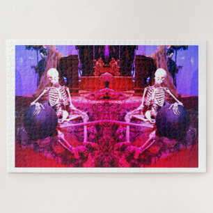 Two spooky scary skeletons art jigsaw puzzle