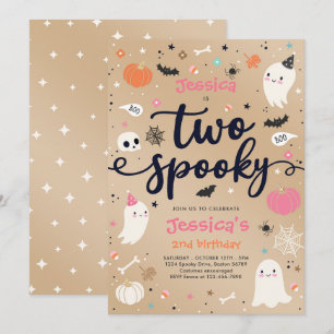 Two Spooky Vintage Halloween Ghost 2nd Birthday  Invitation