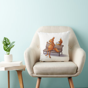 Two Squirrels Throw Pillow