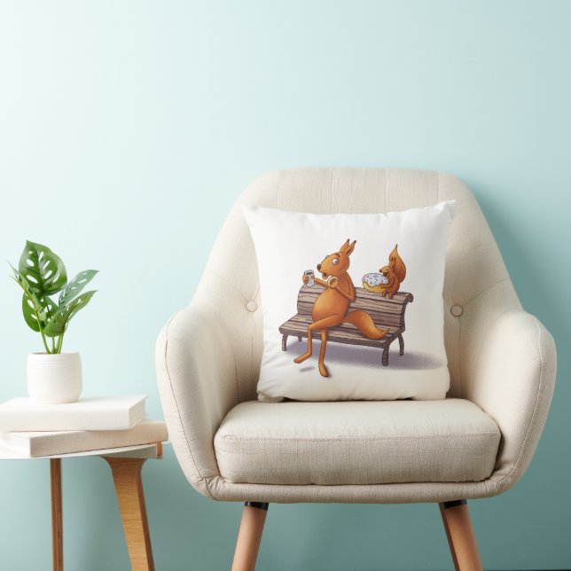 Two Squirrels Throw Pillow (Chair)