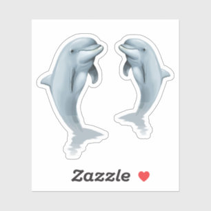 Two Standing Dolphins Shaped Stickers Sheet
