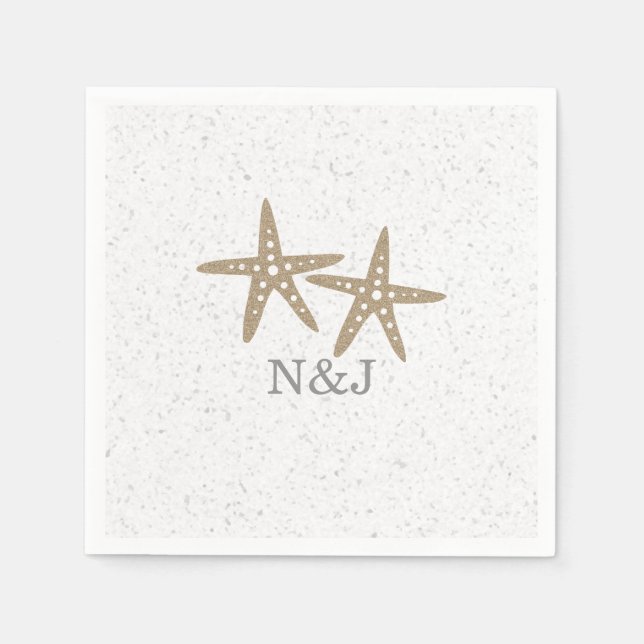 Two Starfish Beach Bridal Shower Wedding Napkins (Front)