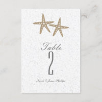 Two Starfish Beach Wedding Bridal Table Number