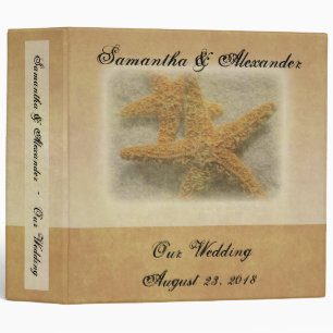 Two Starfish in the Sand, Beach Wedding Binder
