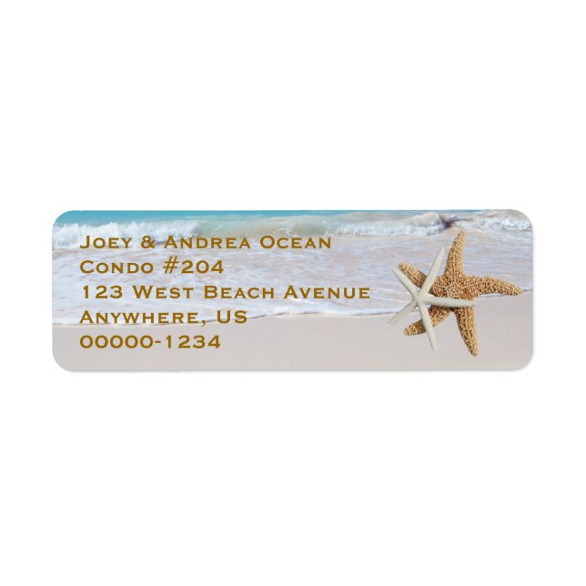 Two Starfish Ocean Beach Return Address Labels (Front)