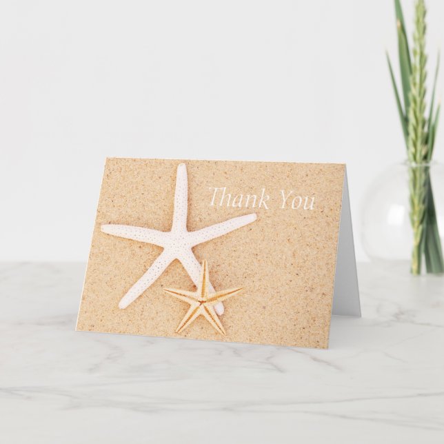 Two Starfish on a Beach Thank You Card (Front)
