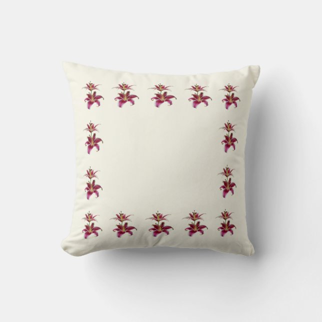 Two Stargazer Lilies Throw Pillow (Front)