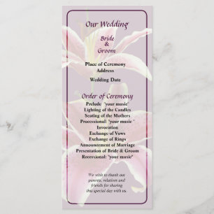 Two Stargazer Lilies Wedding Program