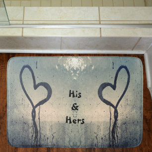 Two Steamy Hearts His and Hers Bath Mat